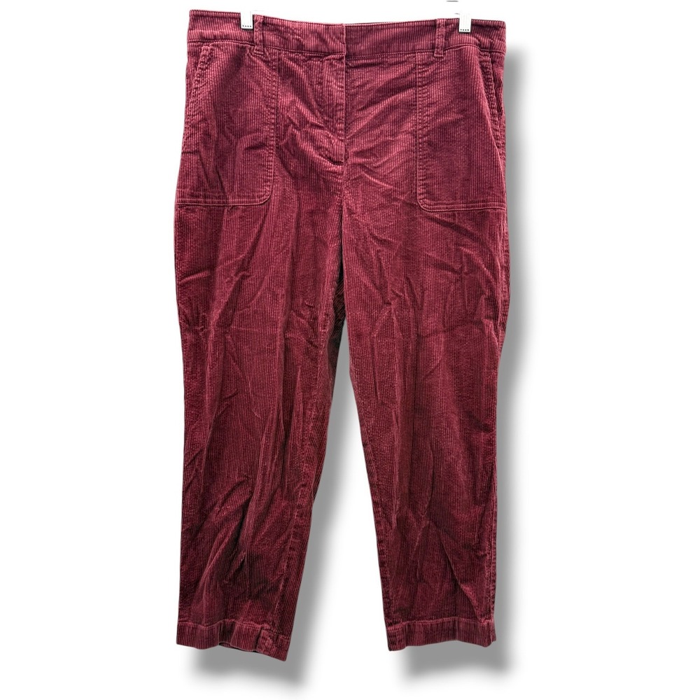 Talbots Corduroy Pants Womens 16 Burgundy Red‎ High Rise Straight Leg Pocket